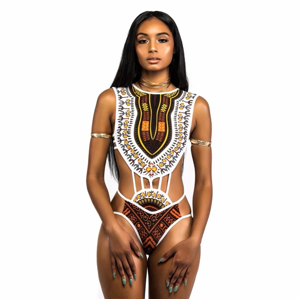 One piece African Bodysuit Thong Monokini Swimwear Women 2018 Egypt