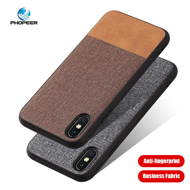 

PHOPEER Silicone case for iphone X 6 7 8 Plus case cover 6 6s Plus Soft TPU edge shockproof business fabric back cover