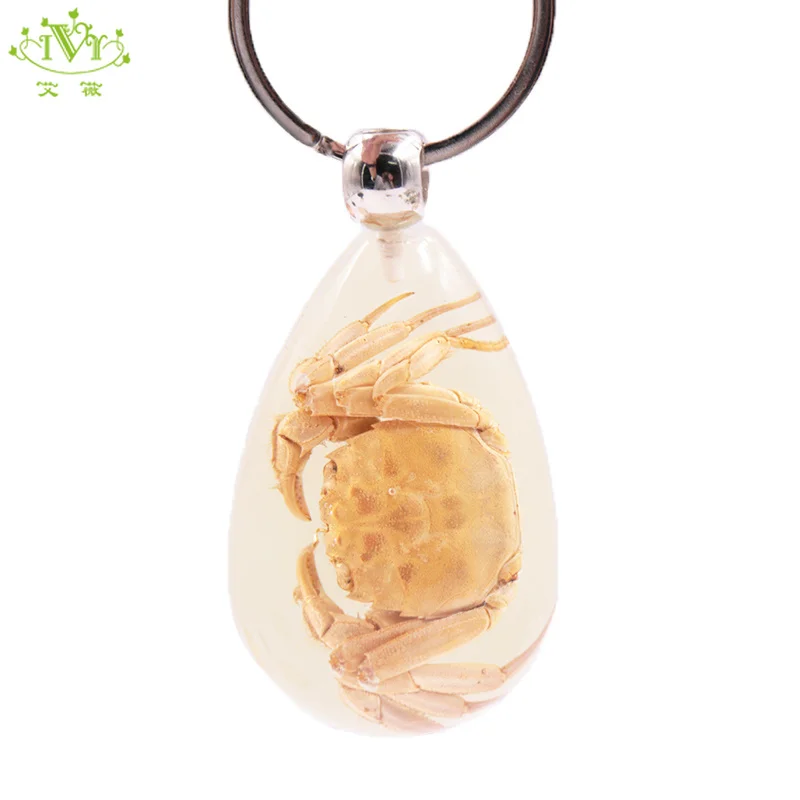 

High quality Innovative design crab transparent tear drop resin luminous key ring chain