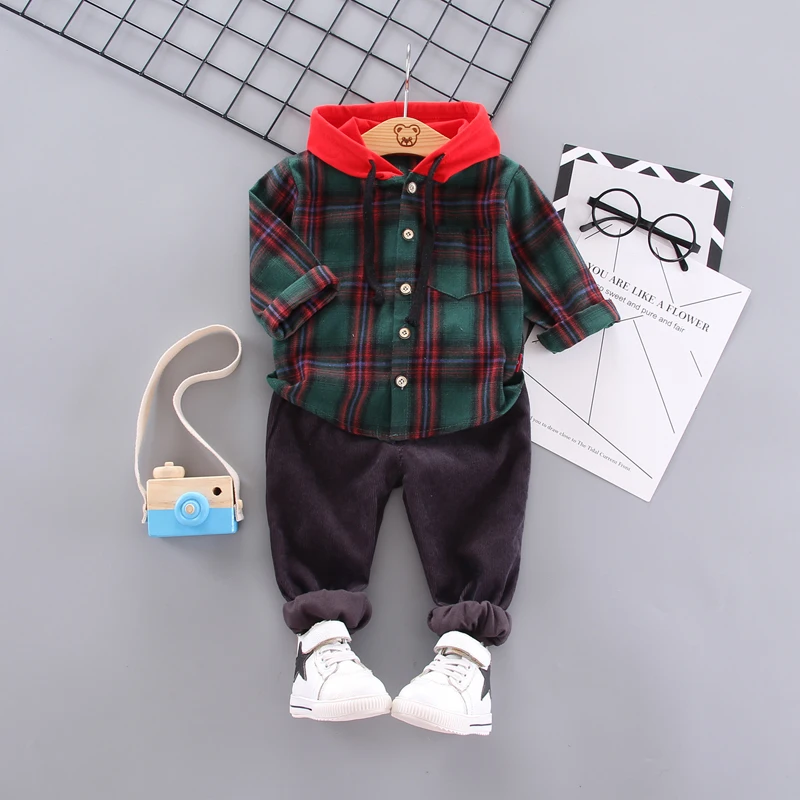 

Spring Kids Warm Infant Girl Costumes Set Boy Children's Fashion Plaid Suit Boys Clothes Baby Kids Clothing Boy Outfits Brand