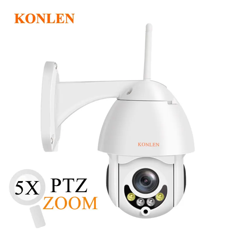 Купольная мини камера KONLEN CamHi 1080P PTZ Wi Fi для улицы IP 5X оптический зум беспроводная HD
