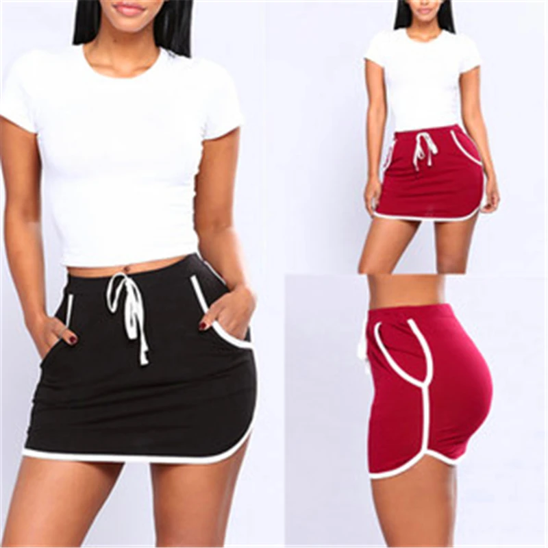 2019 Summer High Elastic Waist Short Skirts Ladies Sexy Skirt White