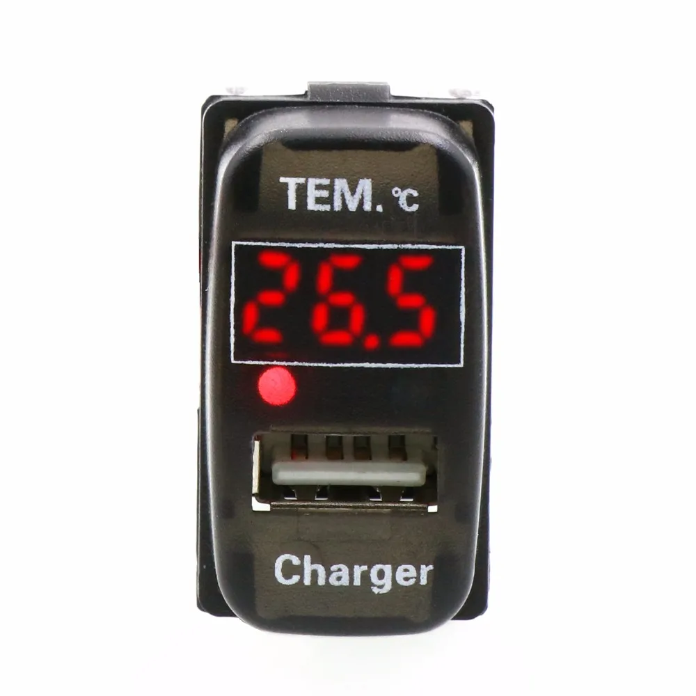 Tanie 5 V 2.1A gniazdo do interfejsu USB ładowarka samochodowa i kryty termometr zewnętrzny zastosowanie do Mitsubishi, asx, lancer, outlander, pajero, zinger