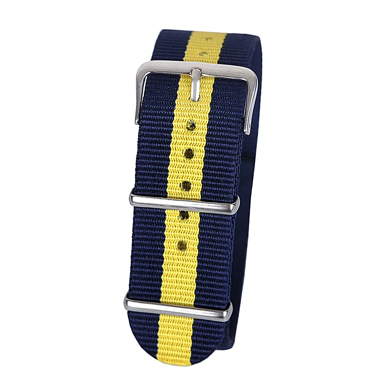 22mm dark blue yellow dark blue Sport nato fabric watch band straps