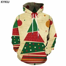 KYKU Christmas Hoodie Men Hip Hop 3d Hoodies Anime Clothes Xmas Tree Print Sweatshirt Geometric Mens Clothing Pullover Hooded