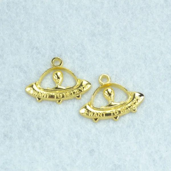 40pcs Alloy charms gold color UFO pendants jewelry findings and