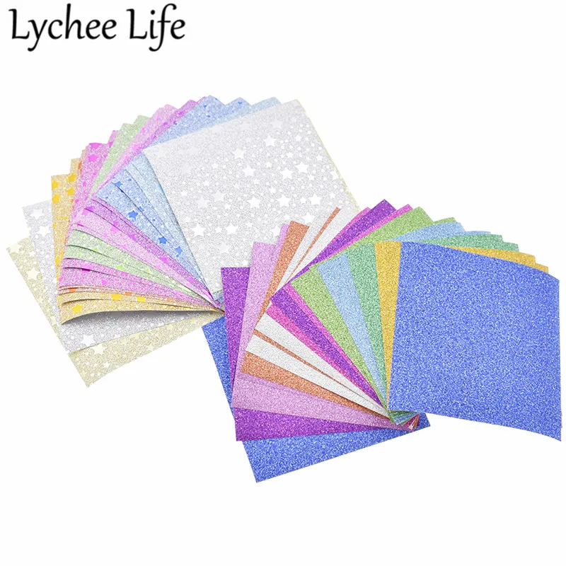 

Lychee Life Colorful Square Origami Paper Colorful Single Side Scrub Gold Powder Paper Modern Festive Party Gifts Supplies