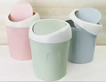 

1PC Desktop Waste Bins Trumpet Desktops Mini Creative Covered Kitchen Living Room Trash Can Rolling Cover Type Dustbins LF 255