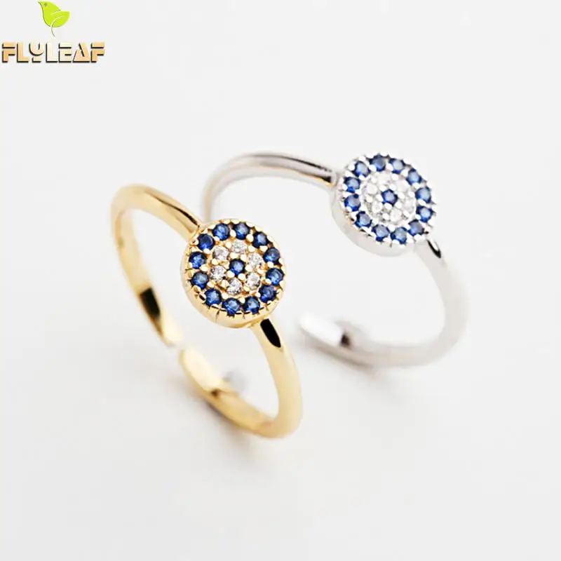 

Flyleaf 100% 925 Sterling Silver Simple Round Cubic Zirconia Open Rings For Women Fashion Party Jewelry
