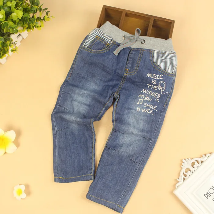 Для маленьких мальчиков; модные джинсы для детей двух видов ткани для девочек толстые мальчики джинсы джинсовая Демисезонный длинные тёплые штаны для детей детские брюки