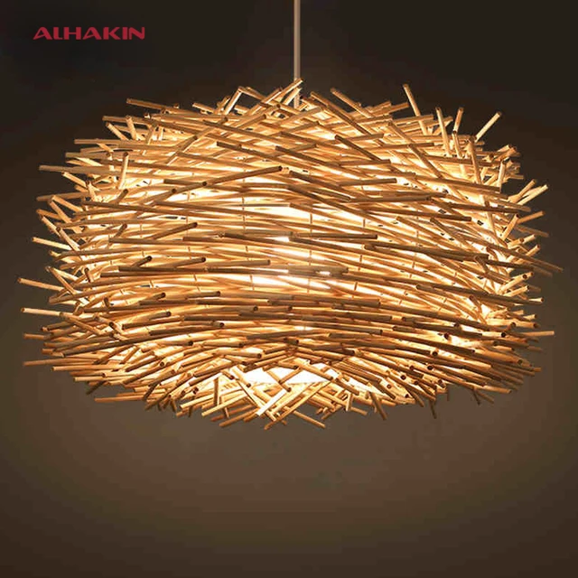 Wood Design Lighting Country Bird's Nest Of Cany Art Pendant Lamp Bar