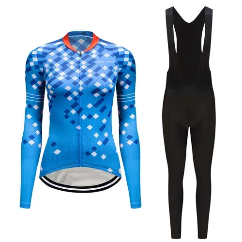 Женская зимняя теплая флисовая велосипедная форма, одежда гоночный мотоцикл, комплекты одежды, женская одежда для велоспорта, комплекты одежды из Джерси - Цвет: Sets 12