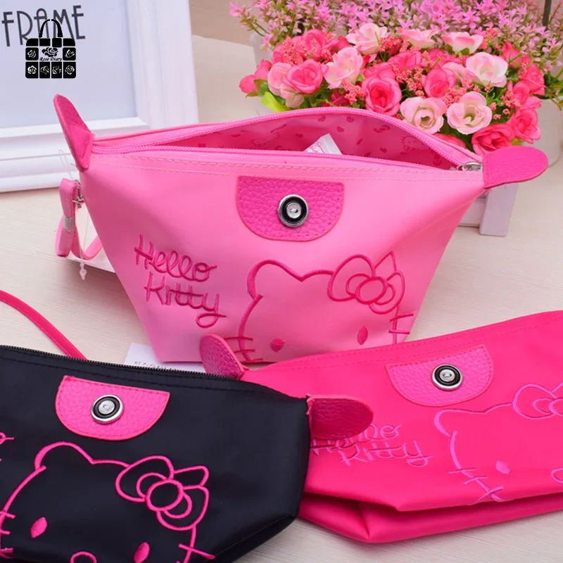 1 шт. для женщин портативный милый рисунок «hello kitty» Multi Функция красота ZipperTravel косметичка макияж случае несессер косметический Чехол - изображение