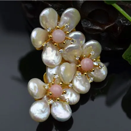 

Italian Designer Natural Shaped Pearl Pink Opal Brooch Pendant