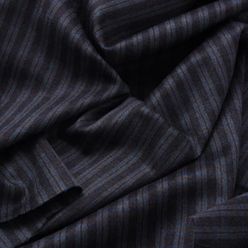 

150CM Wide 400G/M Dark Blue Check Wool Cashmere Fabric for Autumn Spring Dress Overcoat Jacket Coat H315