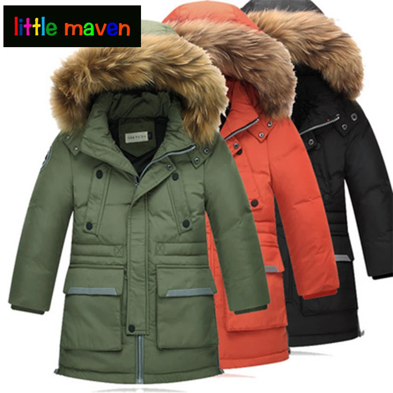 Buy 2017 Boys Winter Down Coat thicken jackets Parkas Natural Fur Cool Children