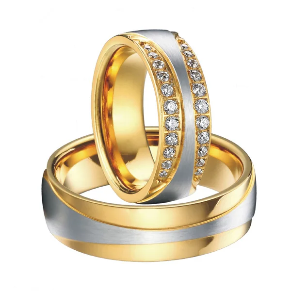 Custom Jewelry 2016 New Trend Gold Color Unique Anium Steel High End Luxury Handmade Custom Gold Color Health Anium Steel Infinity Wedding Bands Rings Sets 1
