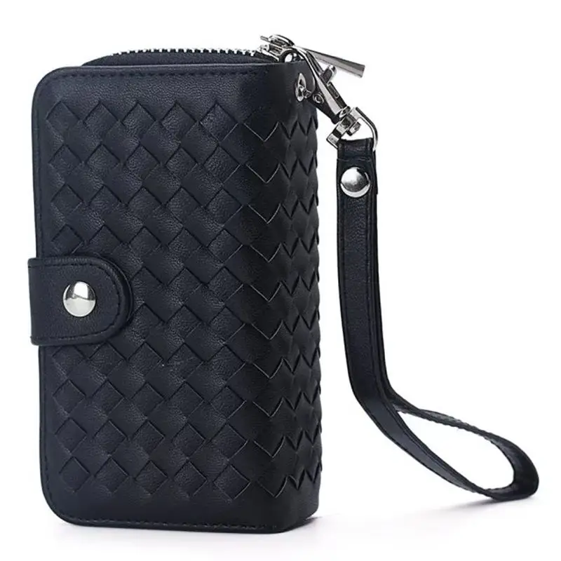 

Braid Leather Zipper Wallet Case For Iphone 5 5S Lanyards Bag Pouch Flip+Detachable Back Cover Case For Iphone 5/5S