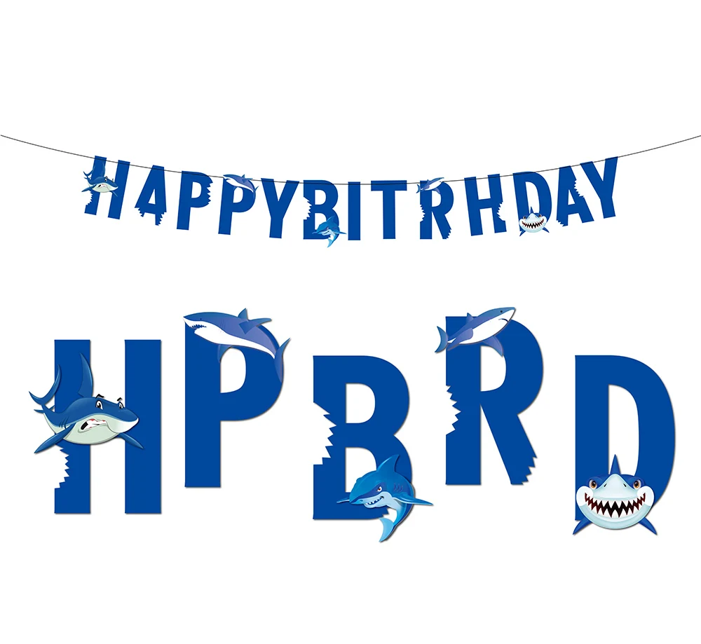 Синие морские вечерние одноразовые столовые приборы с изображением акулы, наборы для украшения дня рождения для свадьбы или «нулевого дня рождения» вечерние принадлежности MM011
