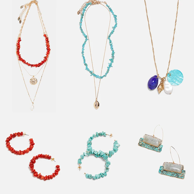 

JUJIA Bohemian za Beaded Resin Natural Stone Statement Choker Necklace For Women Multi-Layer Pendant&Necklace Jewelry