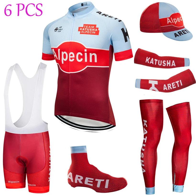 

TEAM New KATUSHA Full cycling jersey Bike shorts suit with bike sleeve warmers shoes cover ropa ciclismo BICYCLE Maillot Culotte