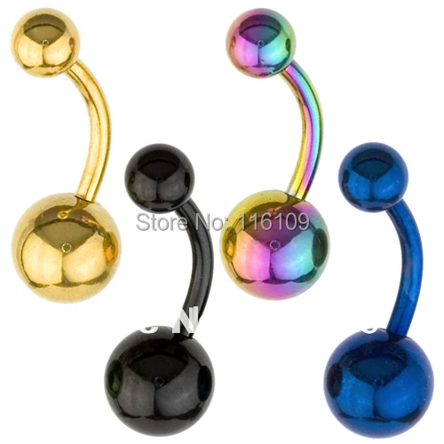 14 Gauge Titanium Anodized Steel Belly Rings Navel Piercing 1.6*10*5/8mm on