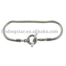 10 шт модный Серебряный тон Круглый тумблер застежка цепь Шарм Браслеты 18 см