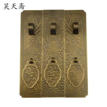 

[Haotian vegetarian] bronze antique Chinese wardrobe cabinet bookcase door handle plum chrysanthemum copper trumpet section