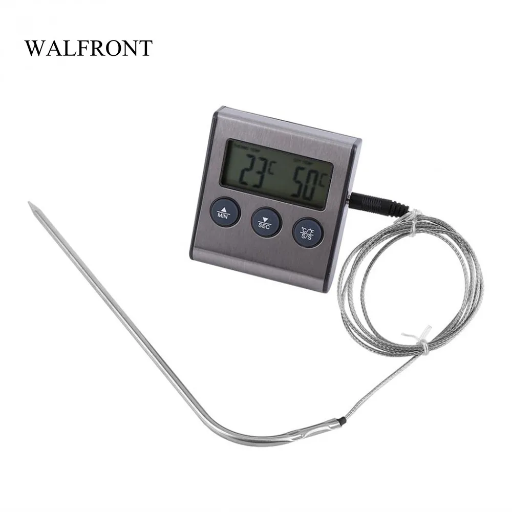WALFRONT Digital LCD Kitchen Cooking Thermometer Probe Outdoor Oven BBQ Grill Meat Food