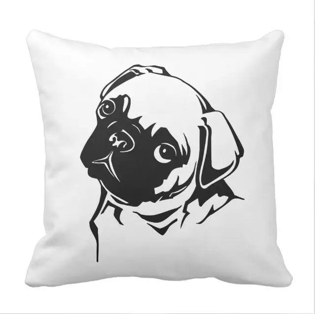 Cute Hitam Putih Pug Anjing Gambar Melempar Bantal Case In Bantal
