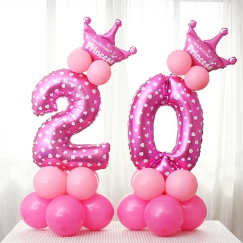 

1pc 16 inch Pink Blue Number Balloons Digit Foil Balloon Wedding Decoration Happy Birthday Balloon Event Party Supplies