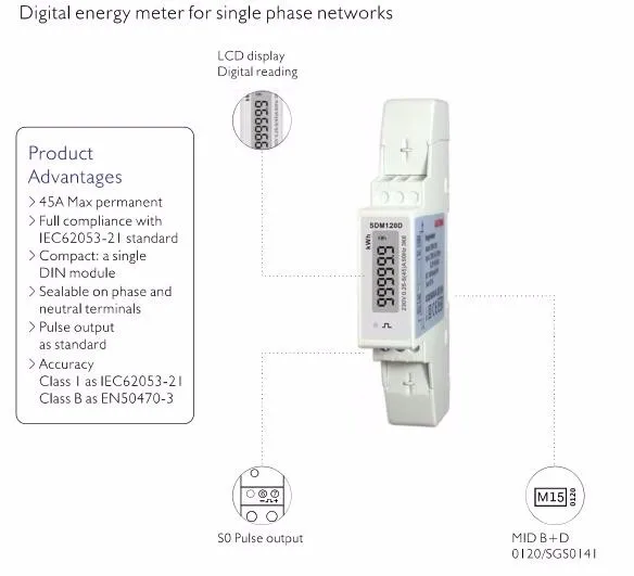 10 шт./партия 45A средняя мощность метр однофазный два провод Din Rail счетчик электроэнергии, с ЖК-дисплей Дисплей и импульсный Выход, одобренным средним