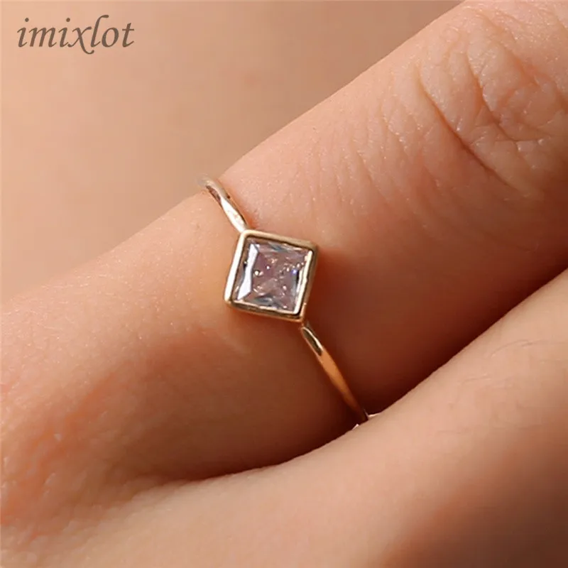 

Real New Geometric Girls Anillos Anel Masculino Ring Classic Design Aaa Grade Square Ring Ladies Engagement Bague Jewelry
