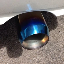 DSYCAR Universal Grilled blue Stainless Steel Car Rear Round Exhaust Pipe Cover Tail Muffler Tip Car styling Car Modification