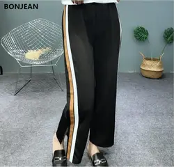 Pantalon Mujer распродажа Бесплатная доставка Корейская версия 2019 Весна и лето мода, новый уличный досуг свободный крой брюки, боковые брюки