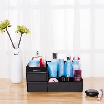 

Fashion Multifunctional Desktop Cosmetics Perfume Plastic Storage Box With Drawer Creative Office Desktop Debris Organizers Box
