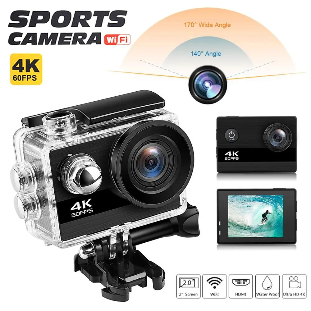 Camera Ultra HD 4K / 25fps WiFi 2.0" 170D Underwater Waterproof Helmet Video Recording Cameras Sport Camera