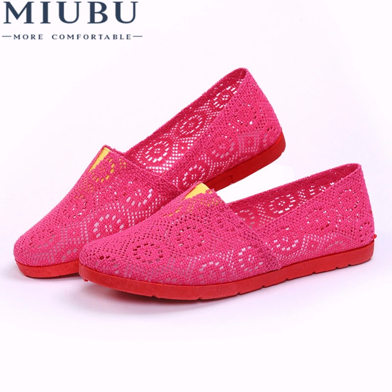 

MIUBU Women Shoes Spring Summer Soft Insole Ladies Flat Shoes Causal Walking Shoes Slip On Plus Size 5~9