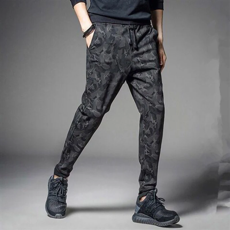 الربيع ركض الرجال عارضة فضفاض سروال شكل قلم رصاص ضئيلة التمويه الأسود خليط Sweatpants السراويل الترنك الكاحل طول السراويل