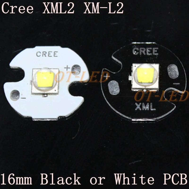 Cree XLamp XM-L2 XML2 T6 10 Вт Холодный белый 6500 к высокая мощность светодиодный светильник излучатель диод для вспышки светильник на 16 мм черный или белый PCB