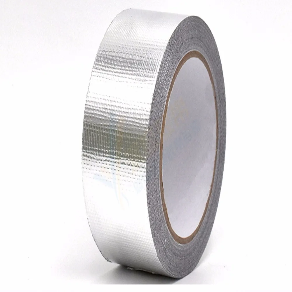 

50mmx25m Shield Adhesive Glass fiber Heat Shield Flame Resistant Aluminum Foil Tape Resistant Foil Single Side Adhesive Tape