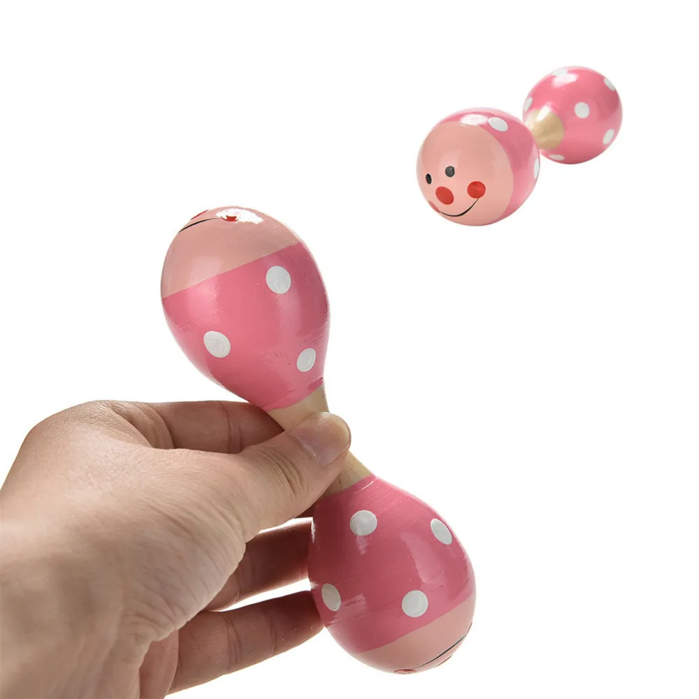 

Double Head Sand Hammer Wooden Rattle Toy Preschool Musical Instrument