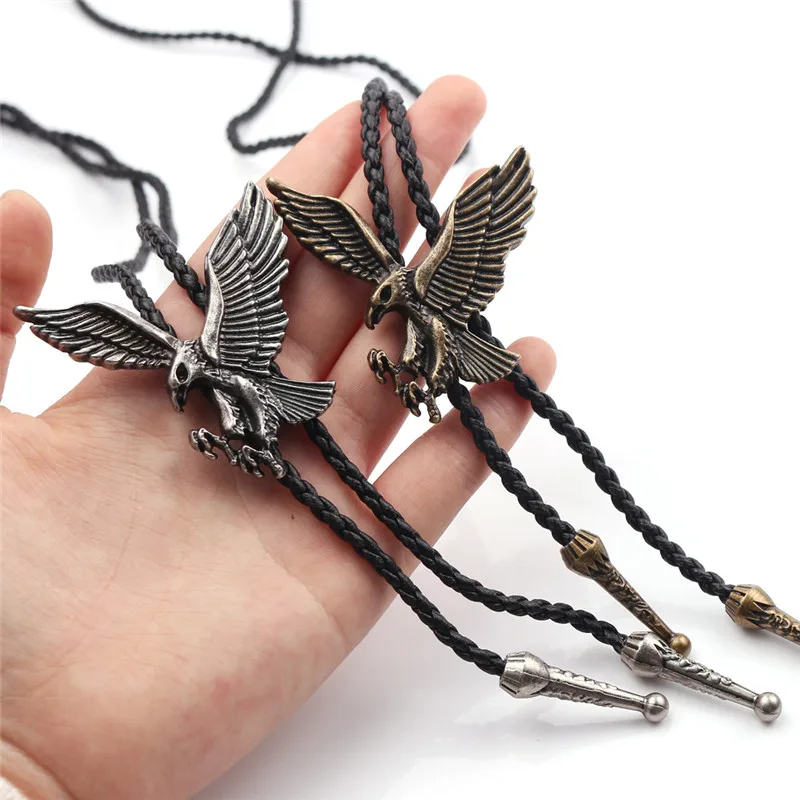 

2019 Dance Rodeo Bola Bolo Tie Western Cowboy Leather Pendant Necklace Fashion Indian Eagle Belt Necktie