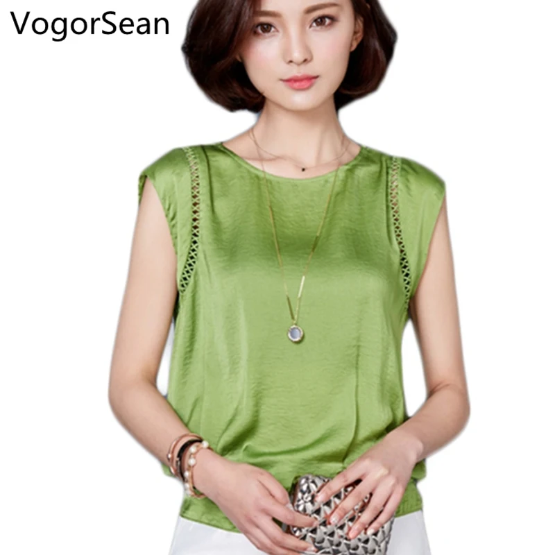 En Ligne VogorSean Femmes Blouse Chemise À Manches Courtes En Mousseline de Soie Lâche Blouses Vêtements Femmes D été Plus La Taille O Cou Blusas Tops Pour Travail
