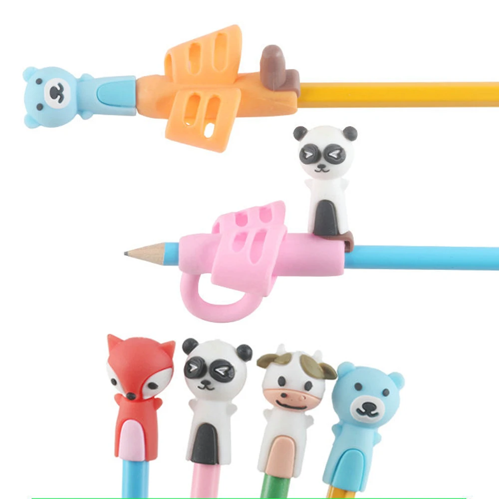 

8pcs Baby Double Thumb Posture Correction Pen Tool Student Education Magic Grip Pencil Help Beginner Writing Silicone Toys