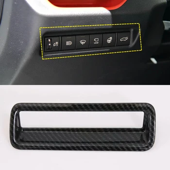 

LHD Carbon Fiber Color Front Head Light Headlamp Switches Button Cover Trim 1pcs For Toyota RAV4 XA50 2019