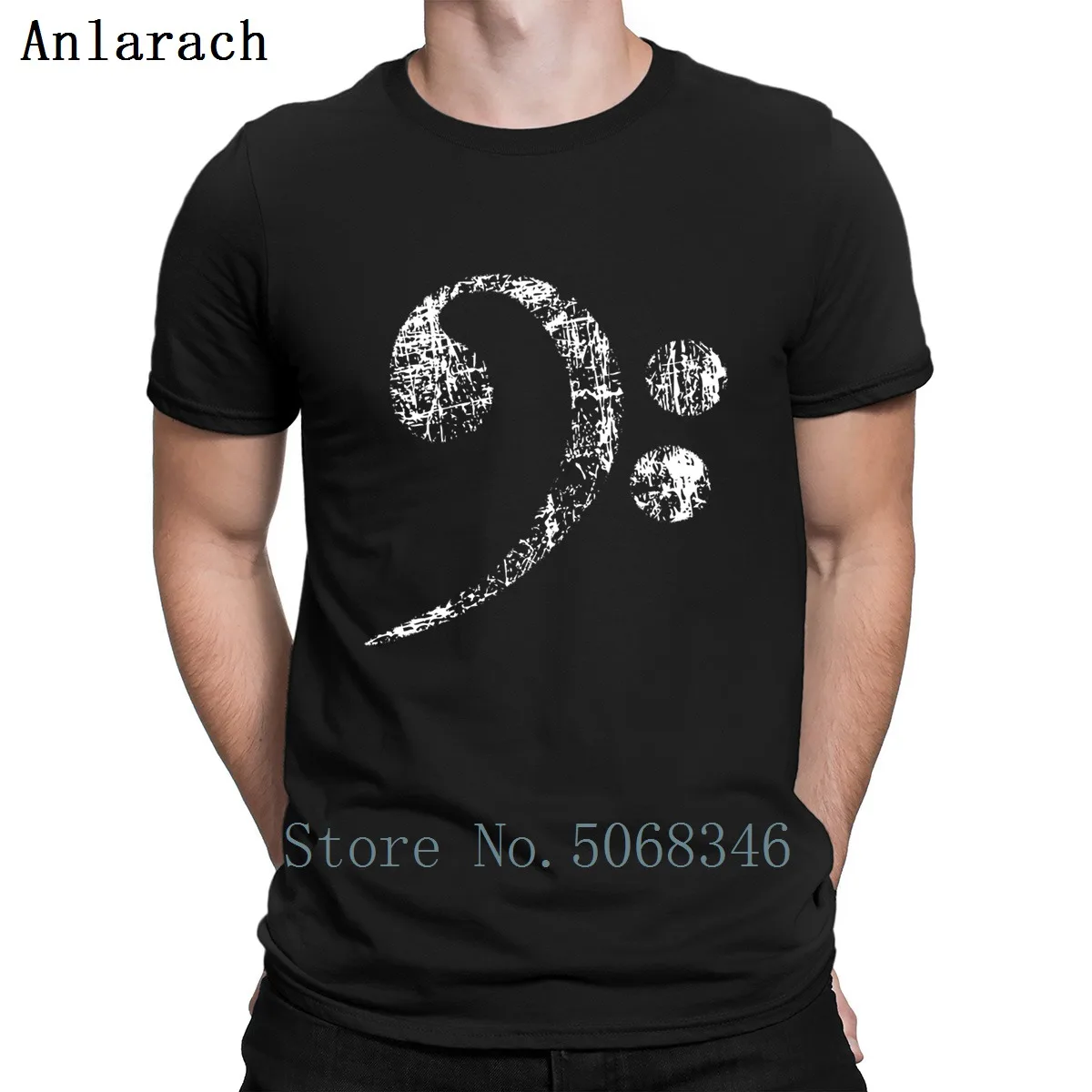 

Bass Clef Distressed T Shirt Cute Spring Knitted Short Sleeve Kawaii S-XXXL Unisex Basic Shirt