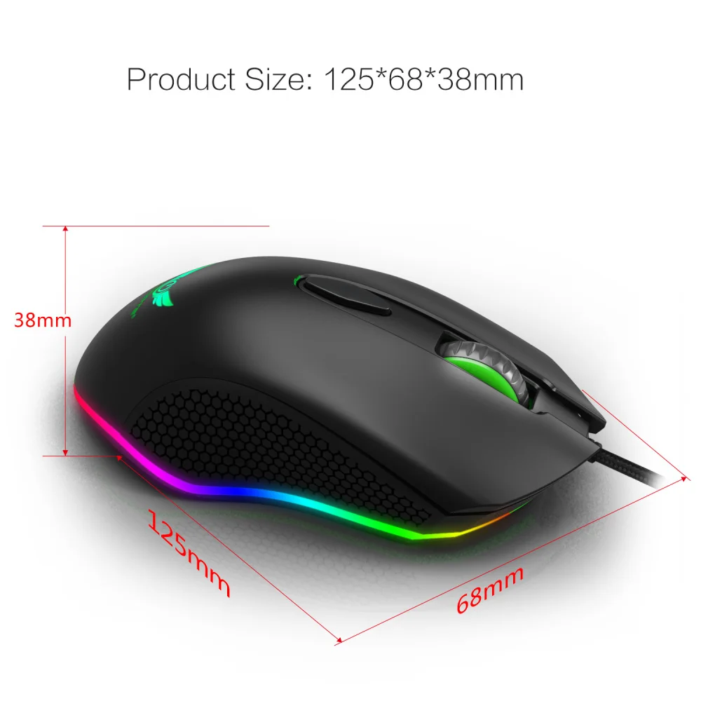 Программируемая игровая мышь ZERODATE 4800 DPI 6 кнопок RGB подсветка USB оптическая