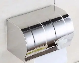 Stainless Steel Toilet Paper Holder Polished Chrome Wall Mounted Bathroom Roll Paper Box Waterproof