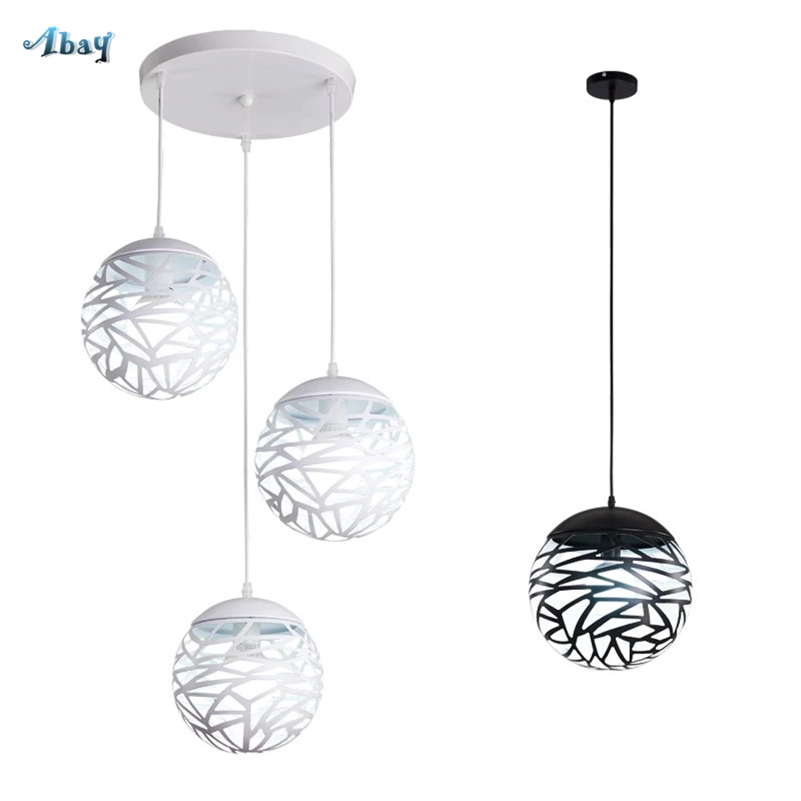 

Nordic Hollow Iron Ball Pendant Lights Red/white/black for Living Room Study Cafe Minimalism Dining Room Lights hanging kitchen
